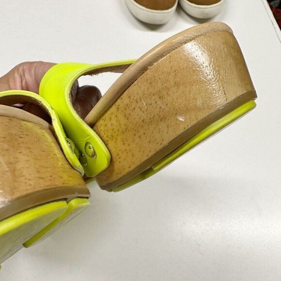 Marc by Marc Jacobs Neon Yellow Wooden Slide Sandals Womens Size 38 - Picture 8 of 12